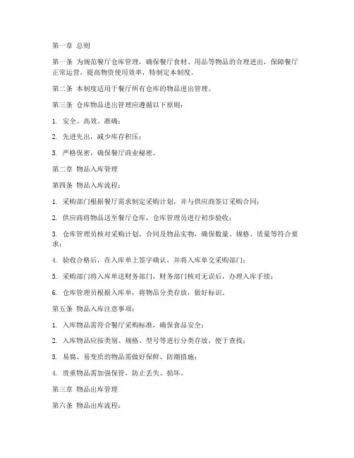 餐厅仓库物品进出管理制度
