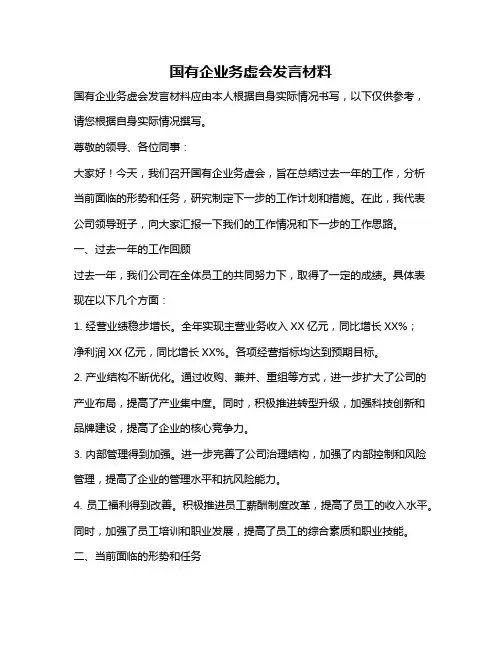 国有企业务虚会发言材料