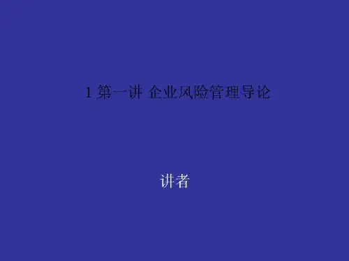 1 第一讲 企业风险管理导论