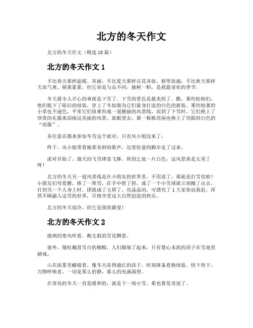 北方的冬天作文