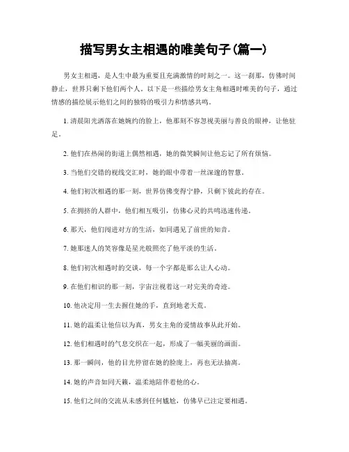 描写男女主相遇的唯美句子(精选2篇)