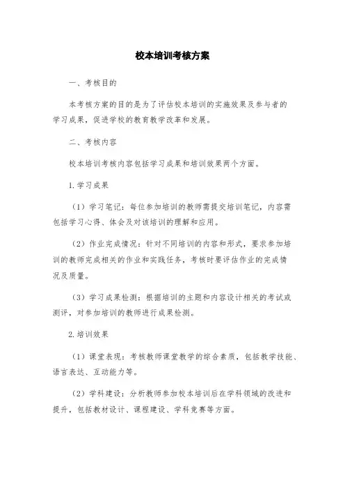 校本培训考核方案