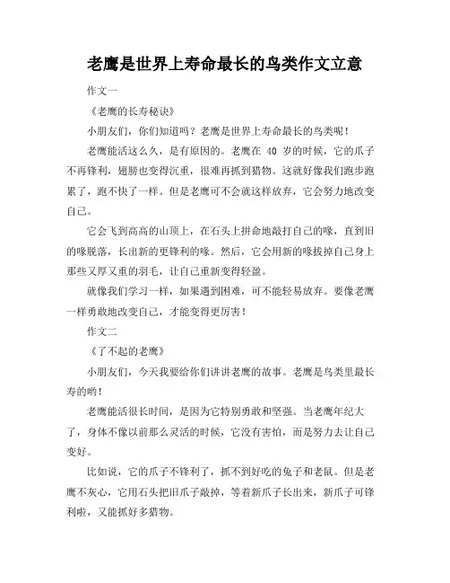 老鹰是世界上寿命最长的鸟类作文立意