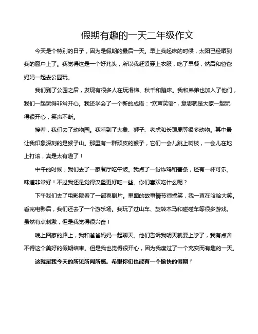 假期有趣的一天二年级作文