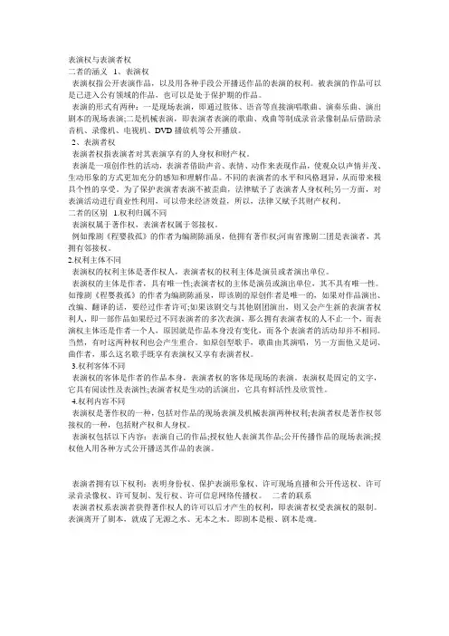 表演权与表演者权