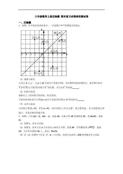 八年级数学上册压轴题 期末复习试卷培优测试卷