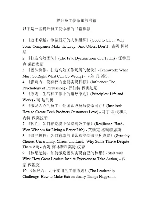 提升员工使命感的书籍