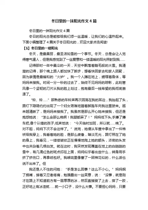 冬日里的一抹阳光作文4篇