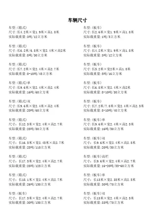 货车尺寸-金峰