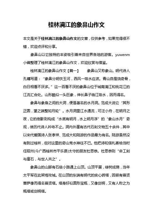 桂林漓江的象鼻山作文