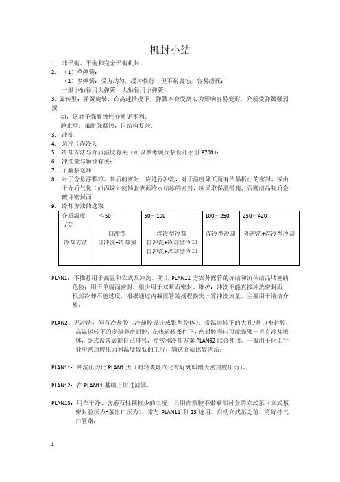 机械密封选用小结