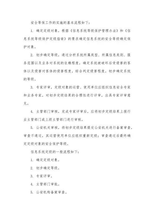 安全等保工作的实施的基本流程和信息系统定级的一般流程