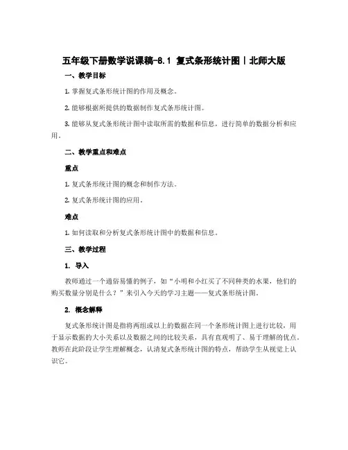 五年级下册数学说课稿-8.1 复式条形统计图｜北师大版 