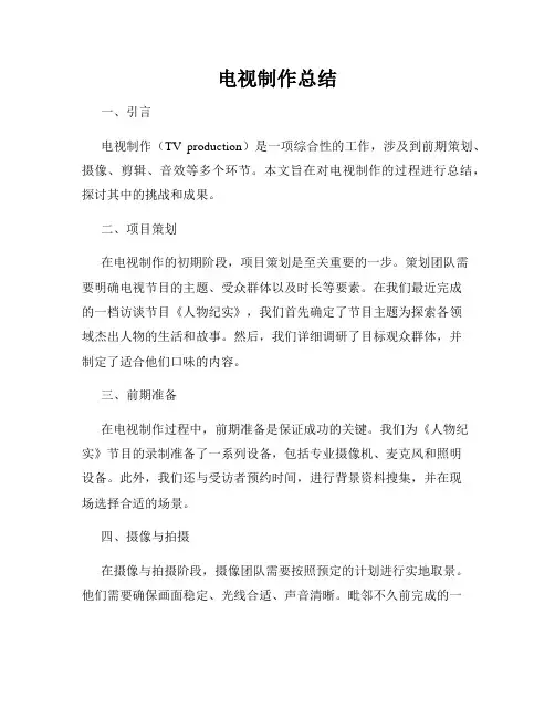 电视制作总结