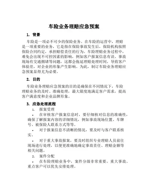 车险业务理赔应急预案 (2)