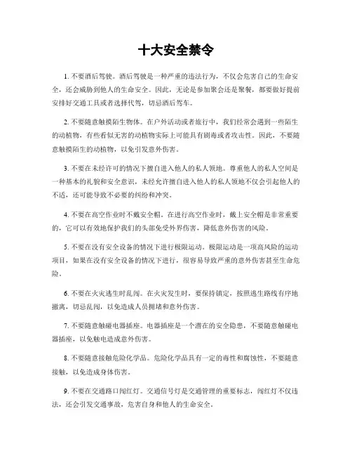 十大安全禁令