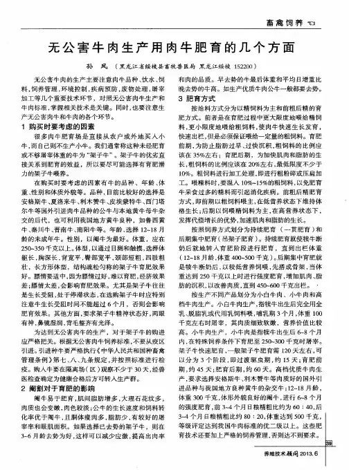 无公害牛肉生产用肉牛肥育的几个方面