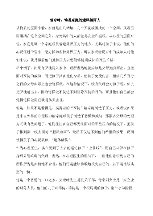 曾奇峰谁是家庭的遮风挡雨人
