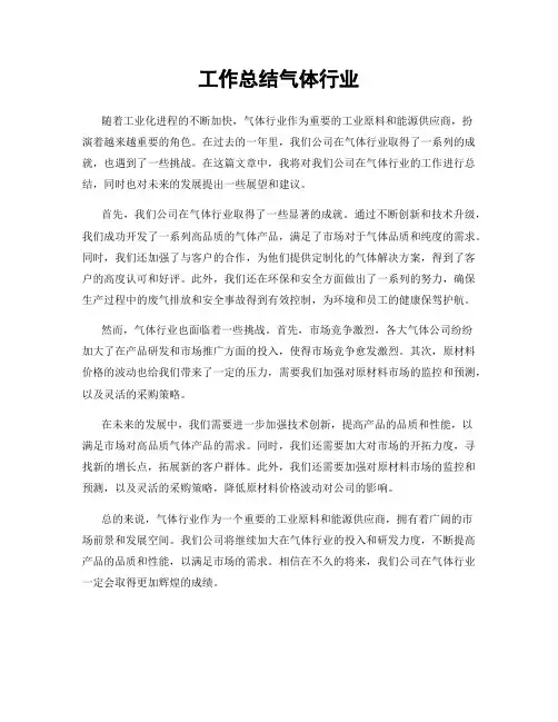 工作总结气体行业