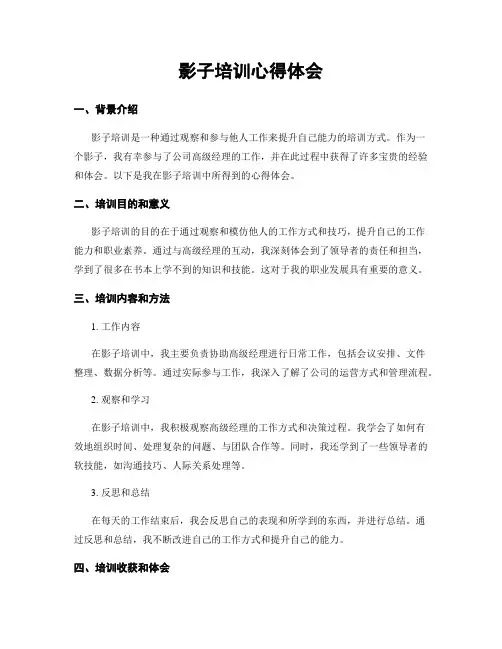 影子培训心得体会