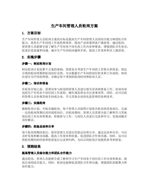 生产车间管理人员轮岗方案