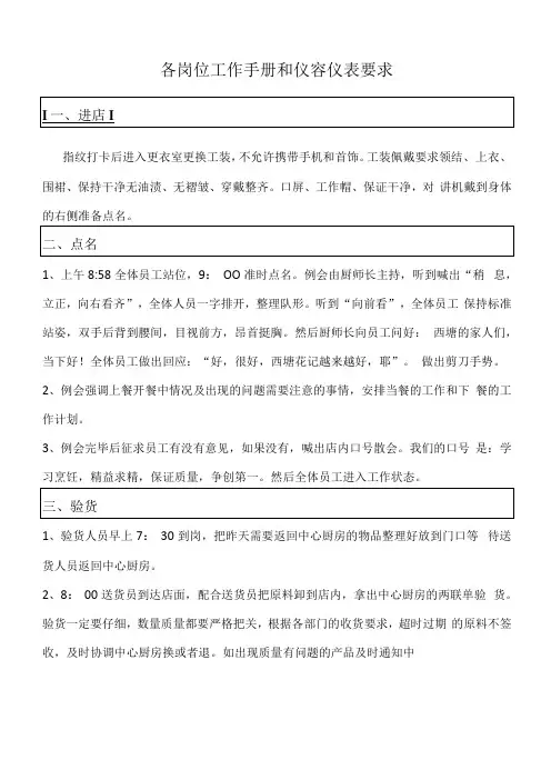 各岗位工作流程