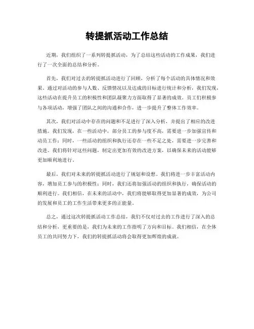 转提抓活动工作总结