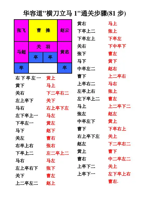 华容道解法带图解超完整直接打印效果