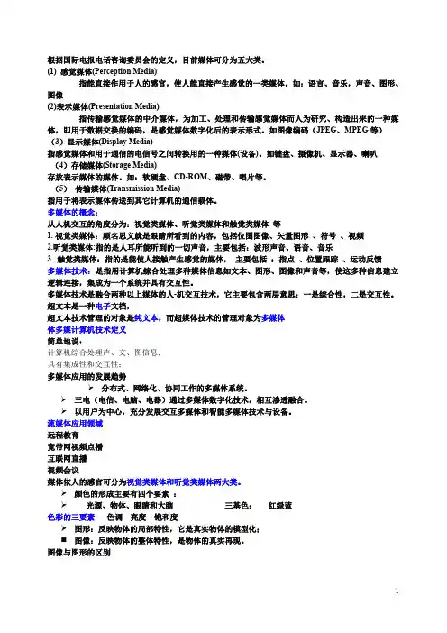 多媒体技术复习资料