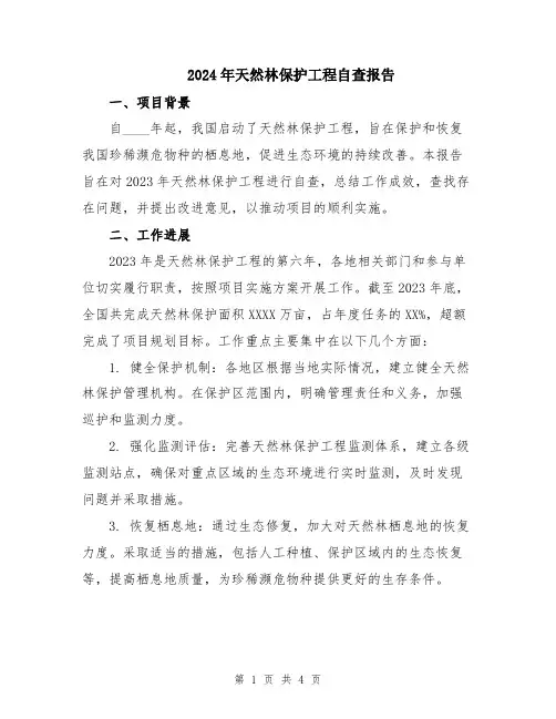 2024年天然林保护工程自查报告