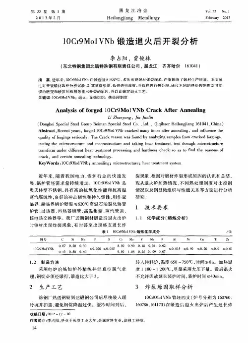 10Cr9Mo1VNb锻造退火后开裂分析
