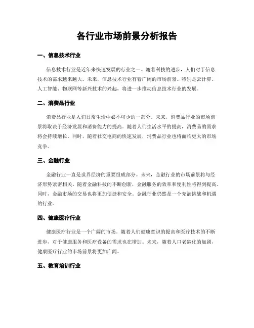 各行业市场前景分析报告