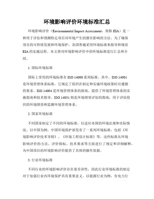 环境影响评价环境标准汇总