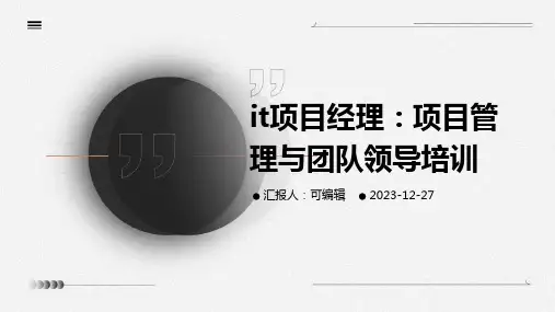 IT项目经理：项目管理与团队领导培训ppt