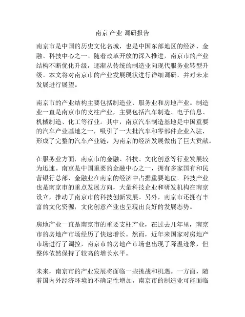 南京 产业 调研报告