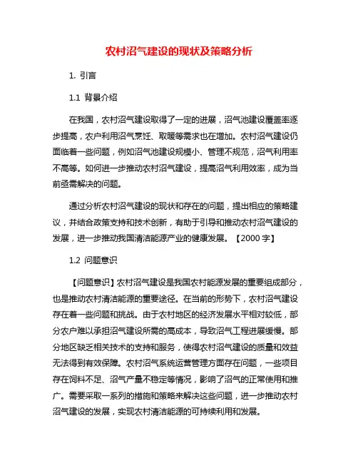 农村沼气建设的现状及策略分析