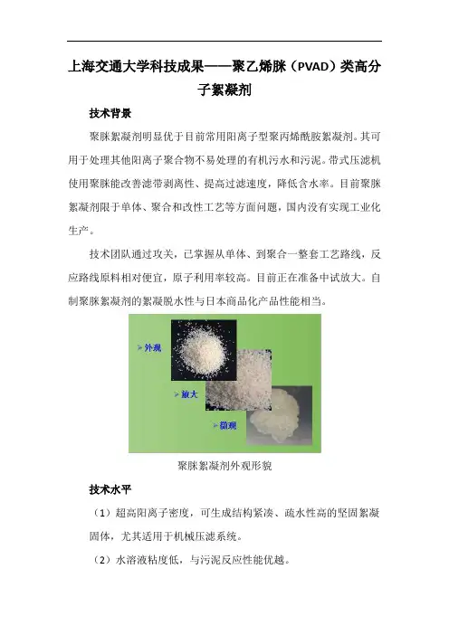 上海交通大学科技成果——聚乙烯脒(PVAD)类高分子絮凝剂