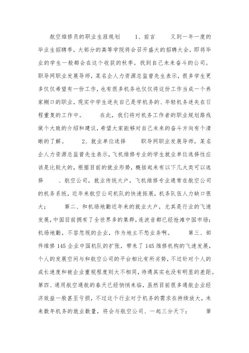 航空维修员的职业生涯规划