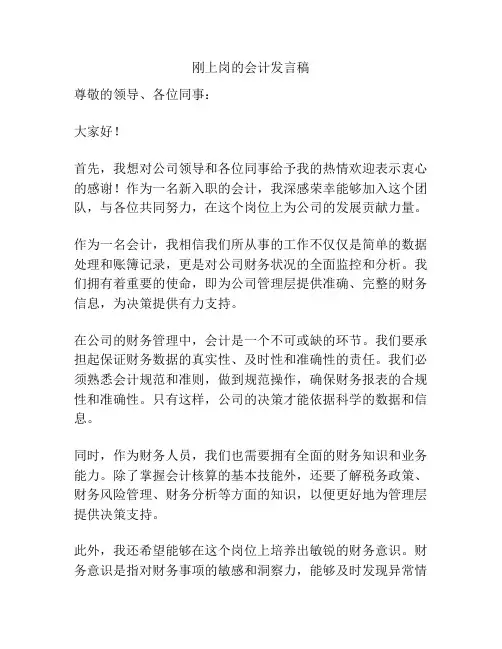 刚上岗的会计发言稿