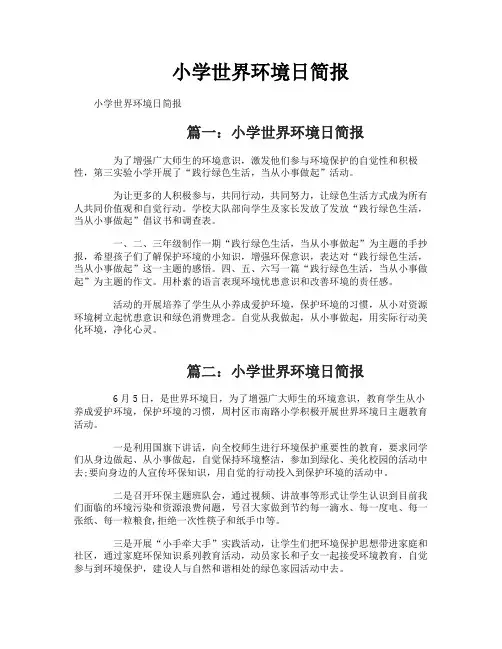小学世界环境日简报