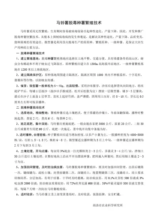马铃薯脱毒种薯繁殖技术