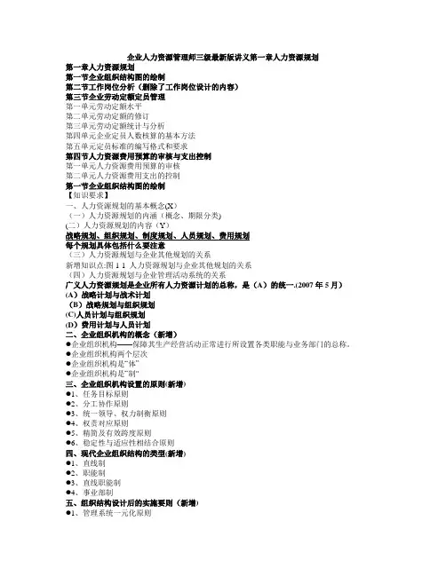 人力资源管理师三级(第三版)最新版第一章人力资源规划