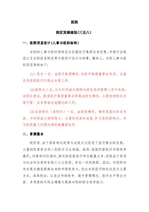 医院院区发展规划【范本模板】