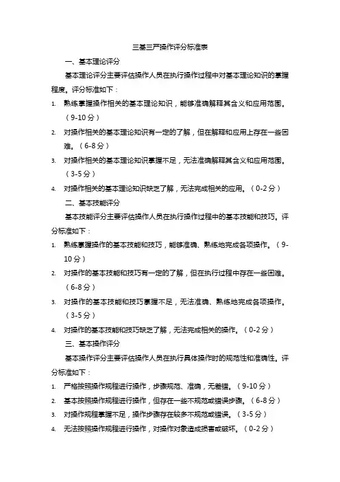 三基三严操作评分标准表