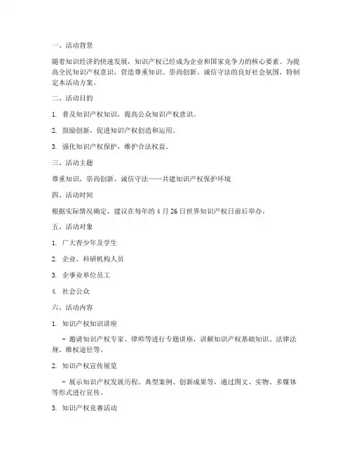 知识产权策划活动方案模板