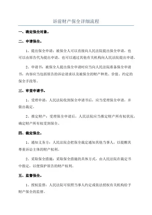 诉前财产保全详细流程