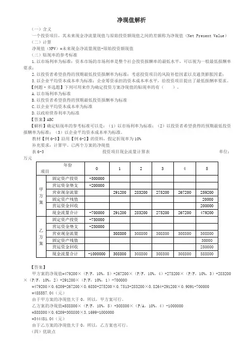净现值解析