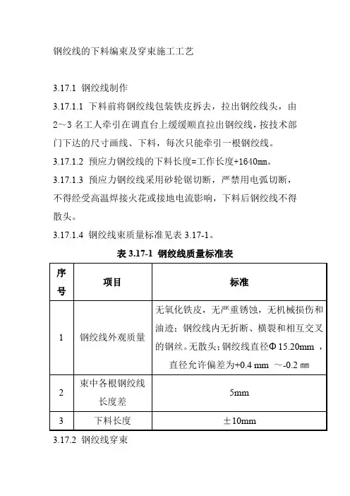 钢绞线的下料编束及穿束施工工艺
