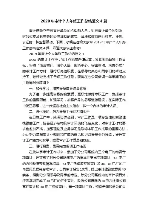 2020年审计个人年终工作总结范文4篇