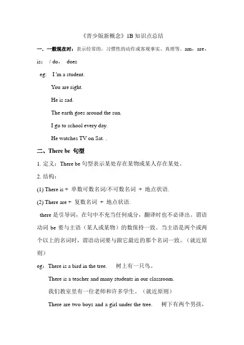 完整word版,新概念1B知识点总结,推荐文档